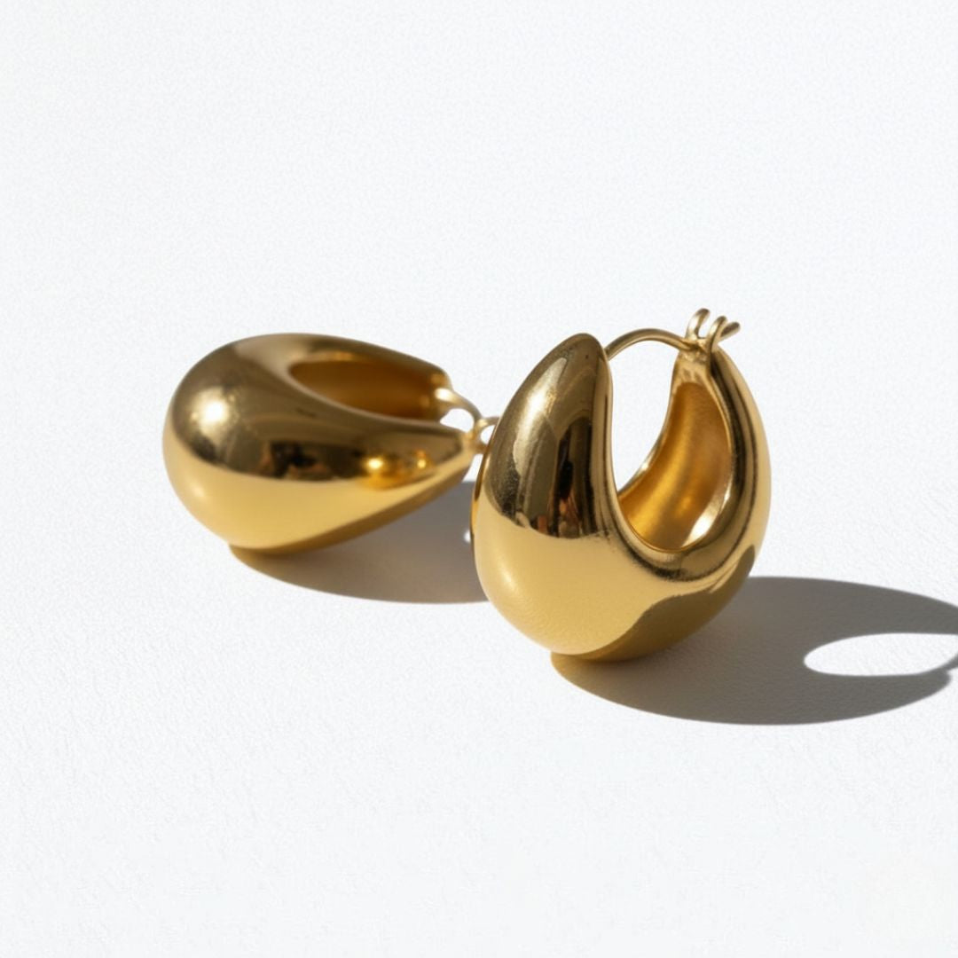 Boucles d'oreilles créoles acier inoxydable or Alba Bellaime 4