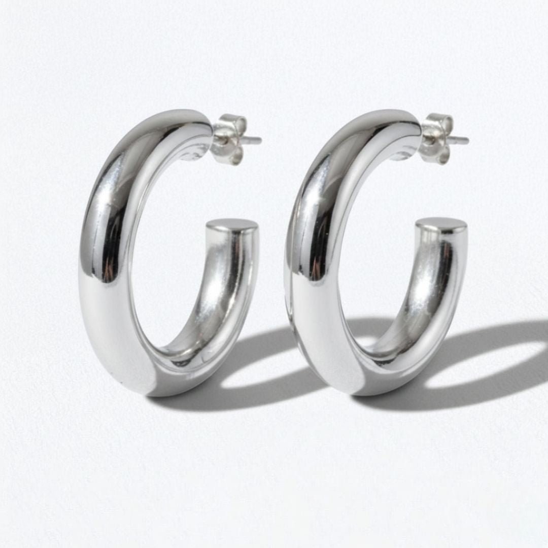 Boucles d'oreilles creoles acier inoxydable argent Dorine Bellaime