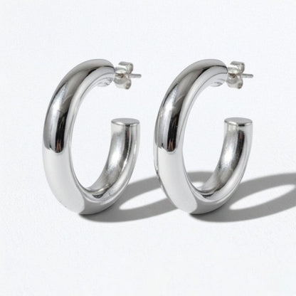 Boucles d'oreilles creoles acier inoxydable argent Dorine Bellaime