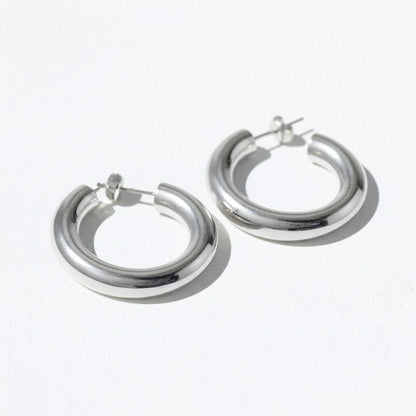 Boucles d'oreilles creoles acier inoxydable argent Dorine Bellaime 4