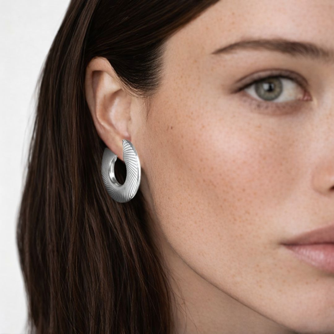 Boucles d'oreilles creoles acier inoxydable argent Maeva Bellaime 2