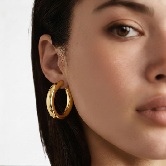 Boucles d'oreilles créoles acier inoxydable Ella Bellaime 2