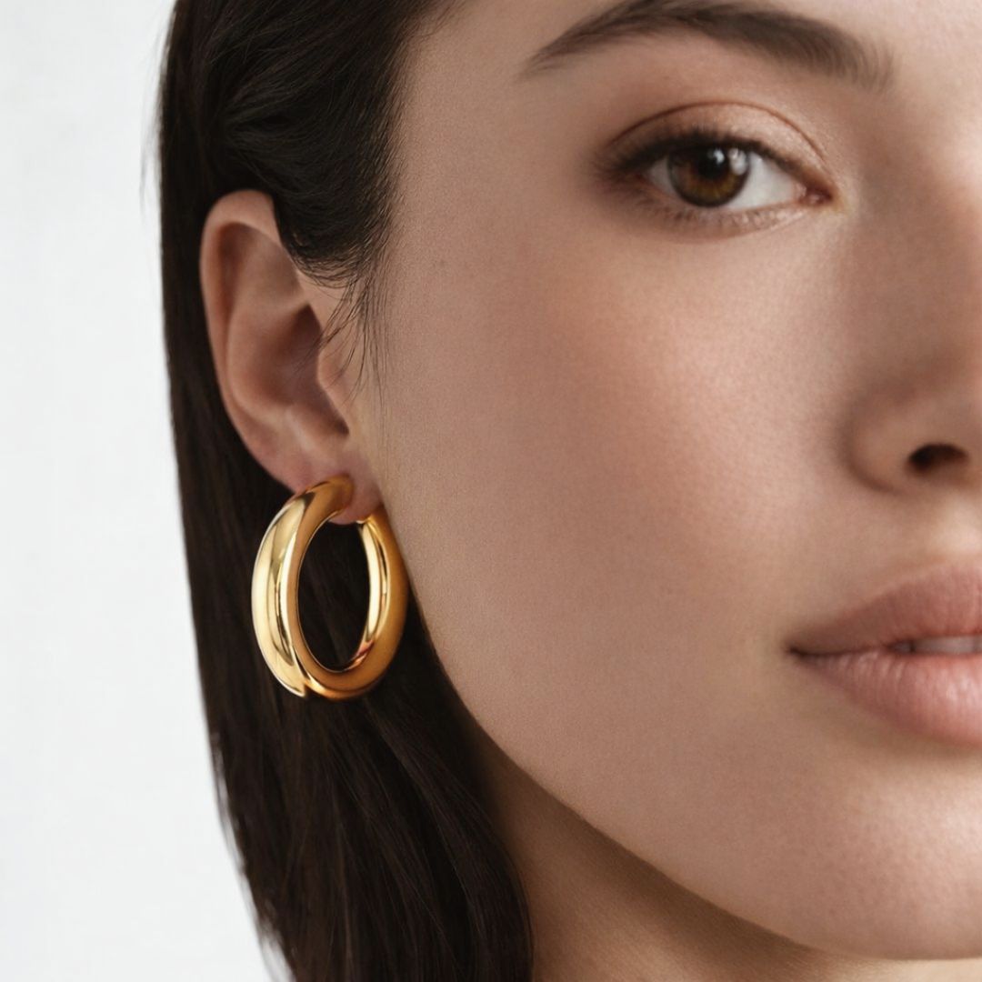 Boucles d'oreilles créoles acier inoxydable Ella Bellaime 2