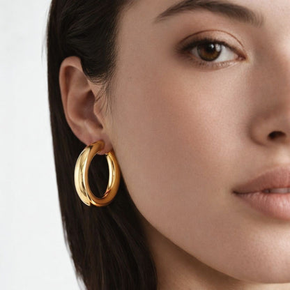 Boucles d'oreilles créoles acier inoxydable Ella Bellaime 2