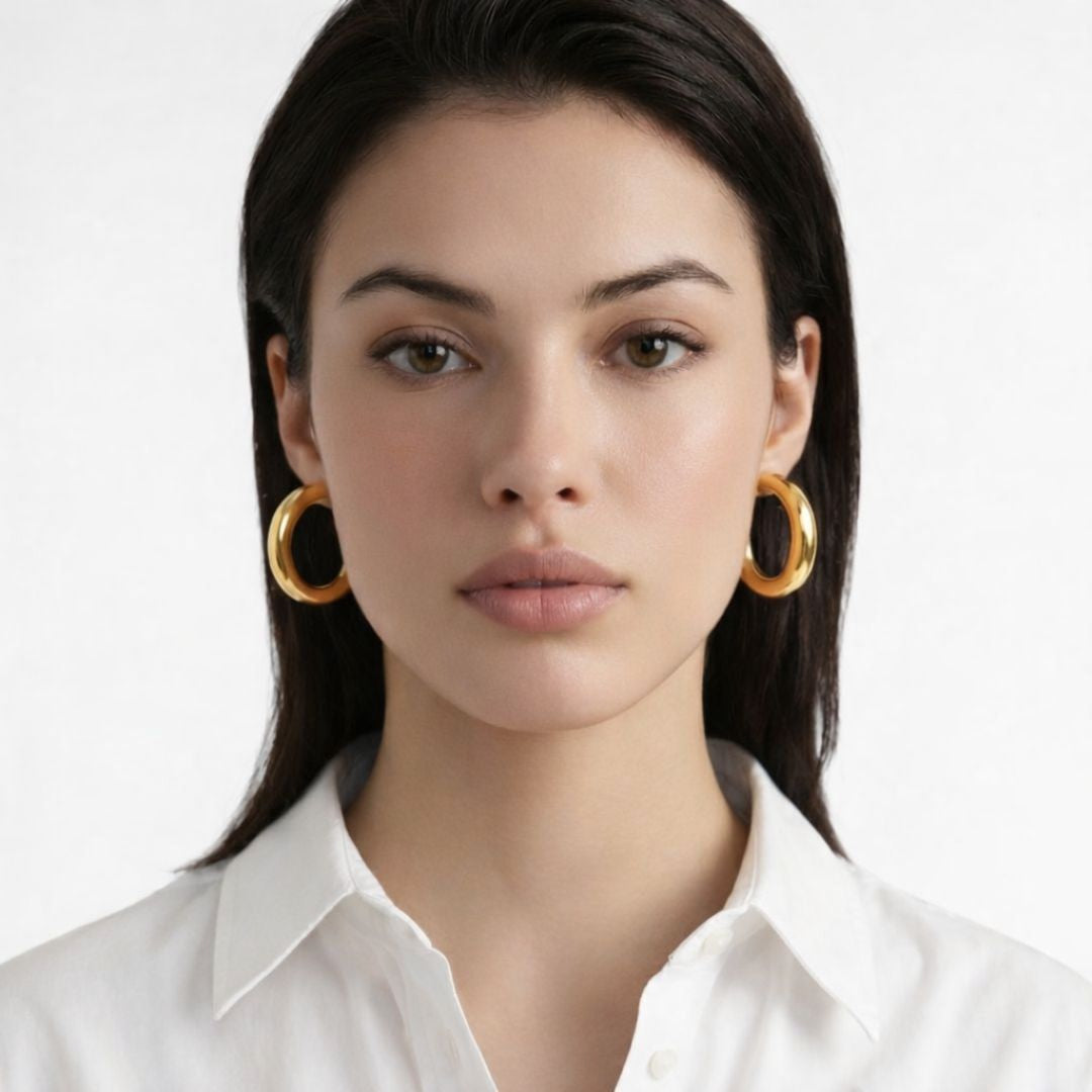 Boucles d'oreilles créoles acier inoxydable Ella Bellaime 4