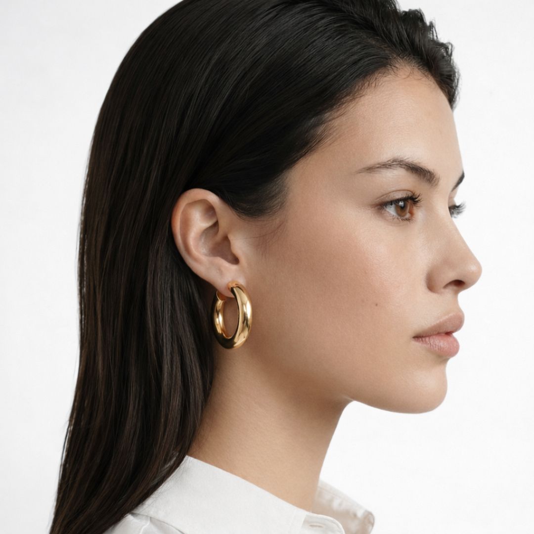 Boucles d'oreilles créoles acier inoxydable Ella Bellaime 3