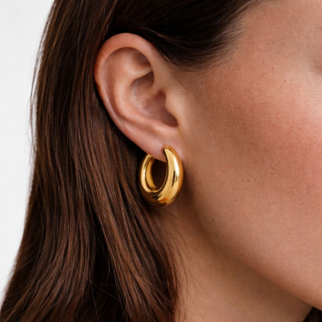 Boucles d'oreilles creoles acier inoxydable or Faustine Bellaime 3