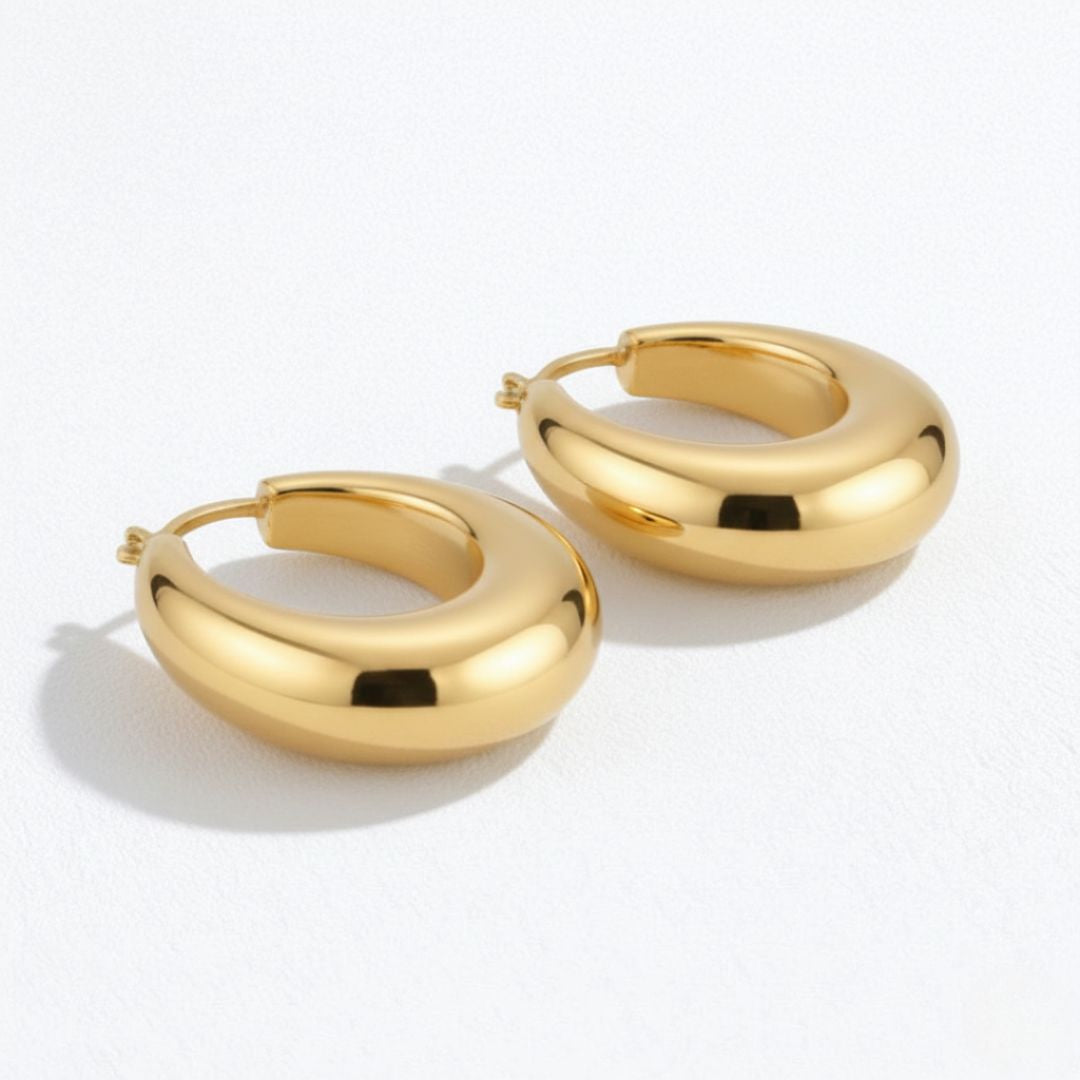 Boucles d'oreilles creoles acier inoxydable or Faustine Bellaime 4