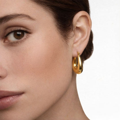 Boucles d'oreilles creoles acier inoxydable or Iris Bellaime 2