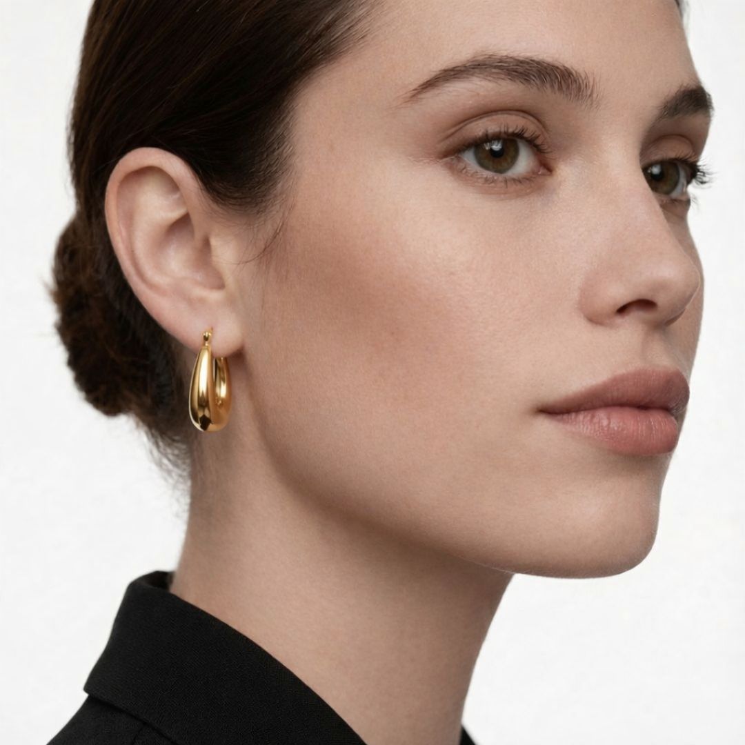 Boucles d'oreilles creoles acier inoxydable or Iris Bellaime 3