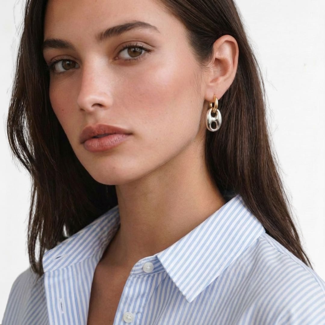 Boucles d'oreilles acier inoxydable or argent Lina 2