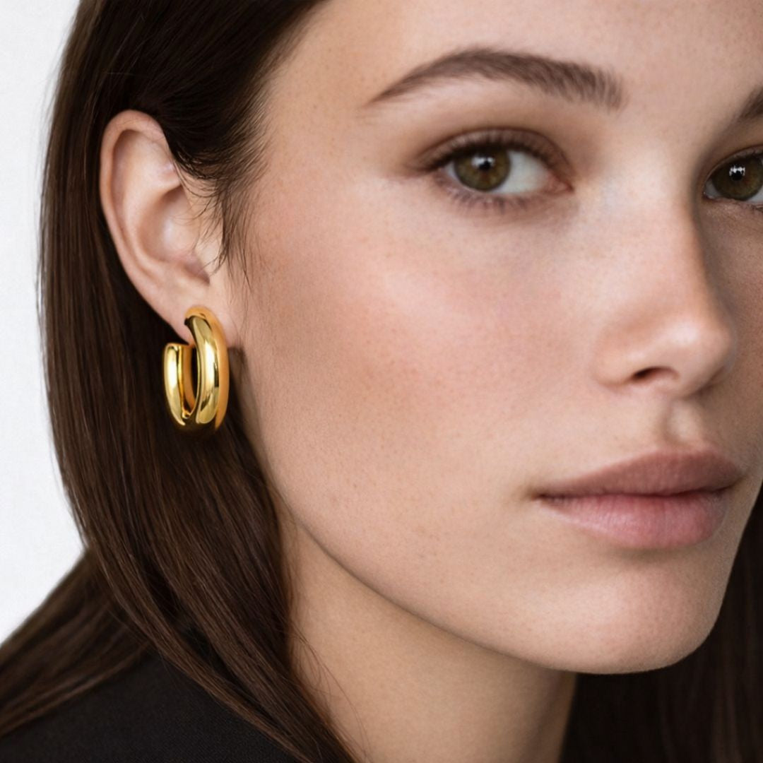 Boucles d'oreilles creoles cier inoxydable or Lisa Bellaime 2