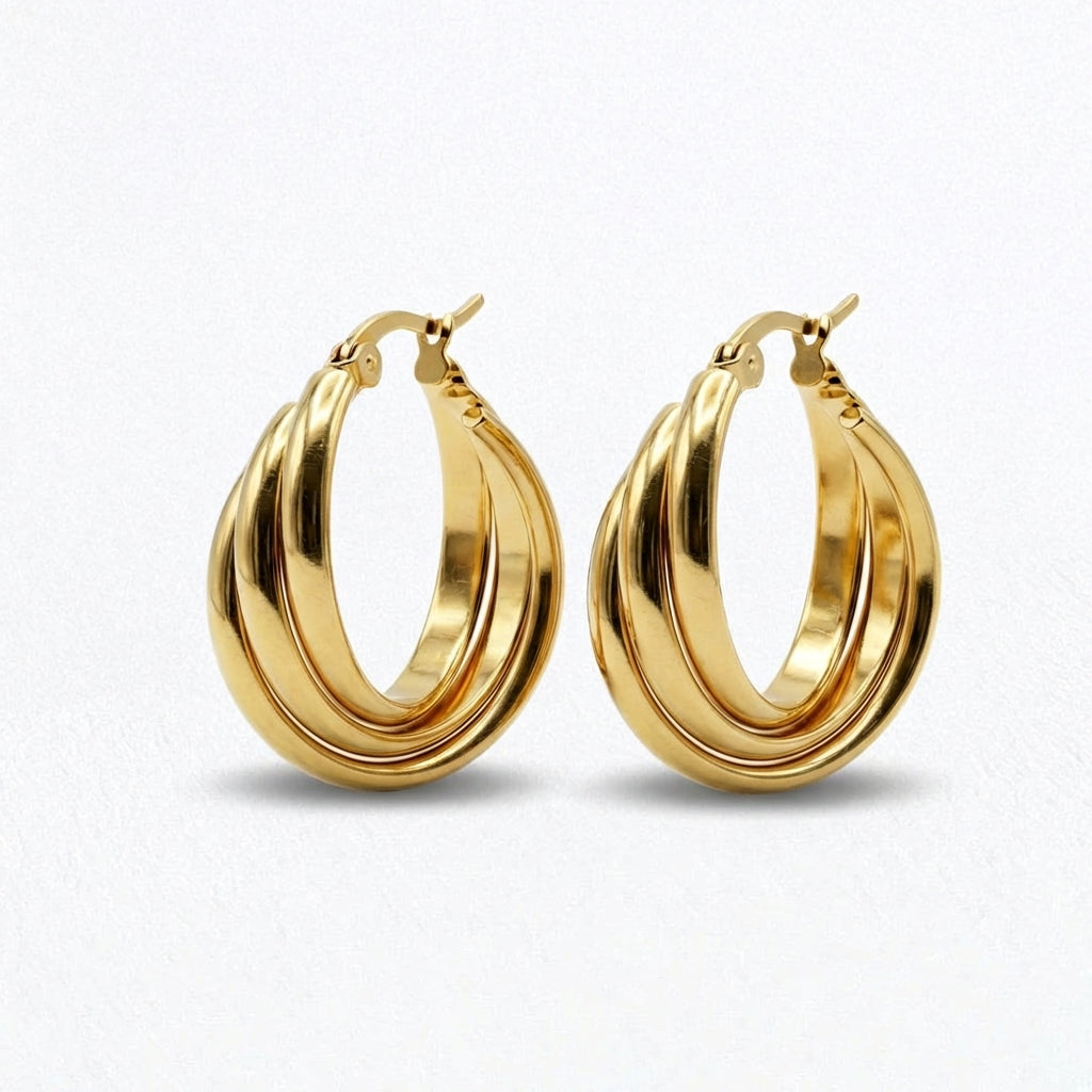 Boucles d'oreilles créoles acier inoxydable or Lucia Bellaime