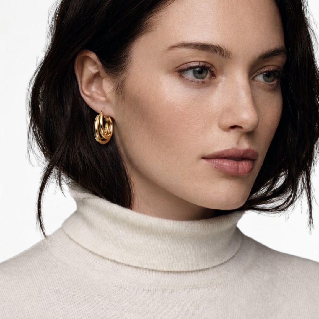 Boucles d'oreilles créoles acier inoxydable or Lucia Bellaime 3