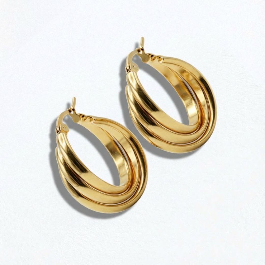 Boucles d'oreilles créoles acier inoxydable or Lucia Bellaime 4