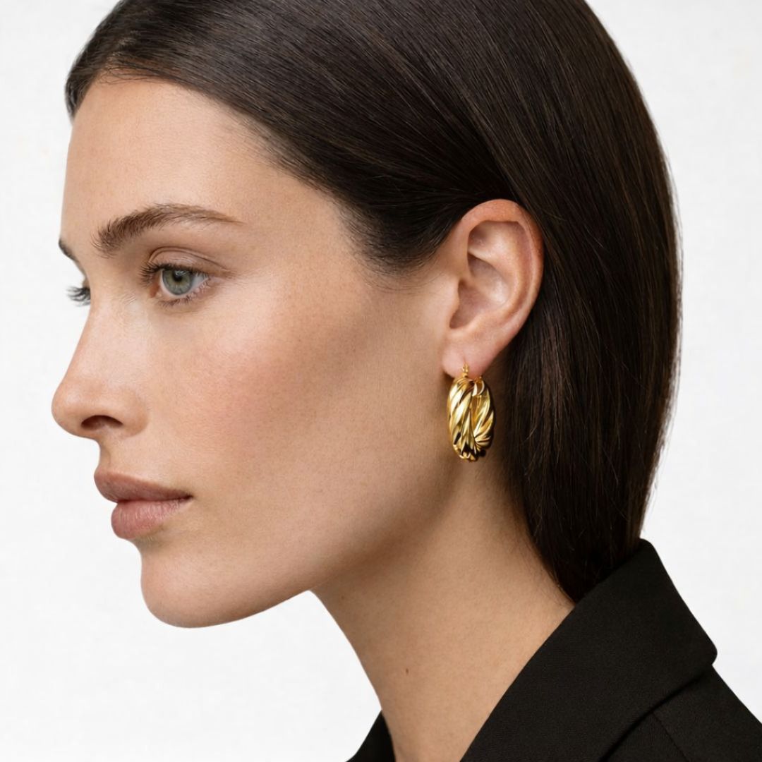 Boucles d'oreilles créoles acier inoxydable Lena Bellaime 2