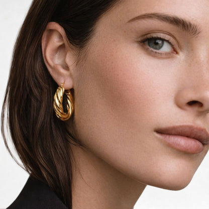 Boucles d'oreilles créoles acier inoxydable Lena Bellaime 3