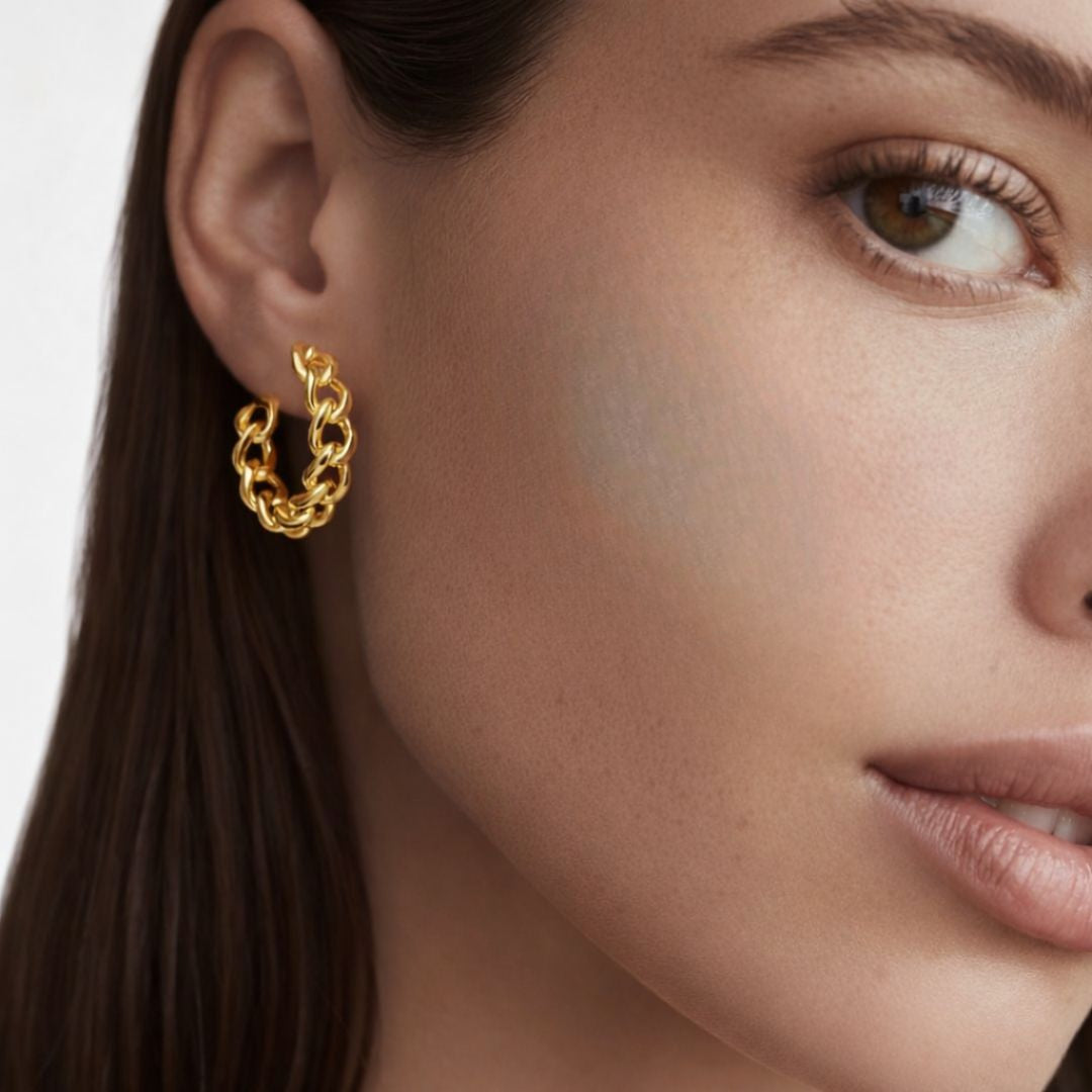 Boucles d'oreilles creoles acier inoxydable or Paloma Bellaime 2