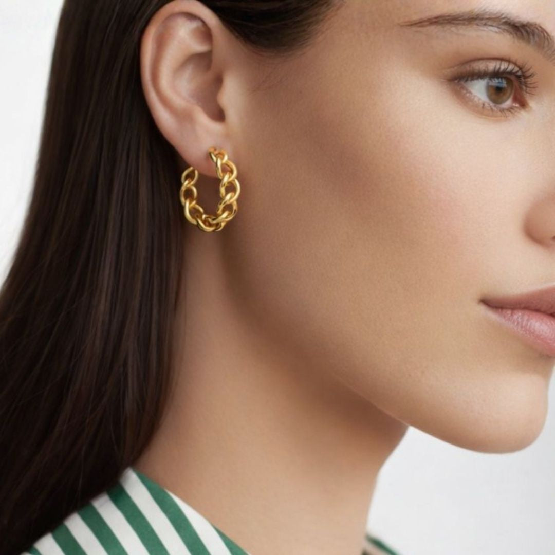 Boucles d'oreilles creoles acier inoxydable or Paloma Bellaime 3