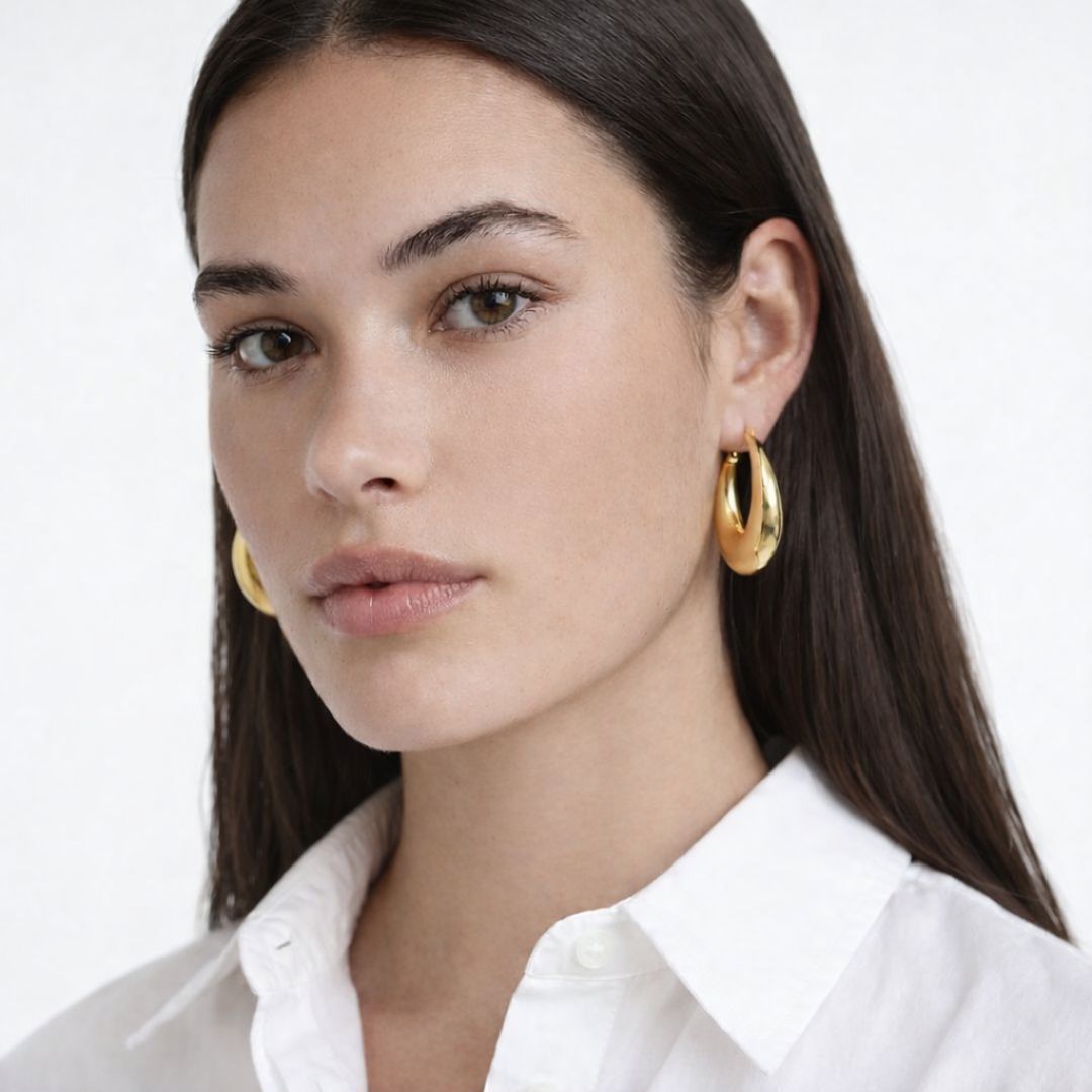 Boucles d'oreilles creoles acier inoxydable or Vela Bellaime 2