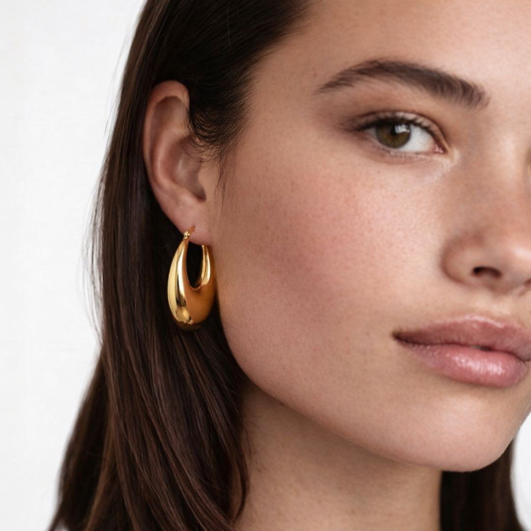 Boucles d'oreilles creoles acier inoxydable or Vela Bellaime 3