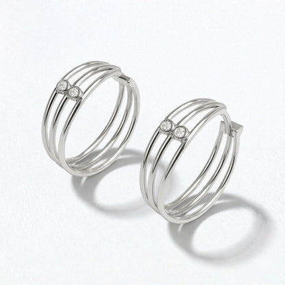 Boucles d'oreilles créoles argent 925 zirconium 2 cm Jonah Bellaime