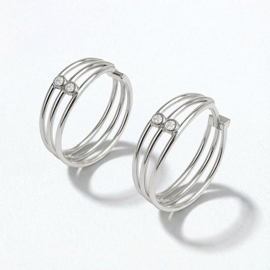 Boucles d'oreilles créoles argent 925 zirconium 2 cm Jonah Bellaime