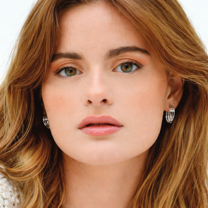 Boucles d'oreilles créoles argent 925 zirconium 2 cm Jonah Bellaime 2