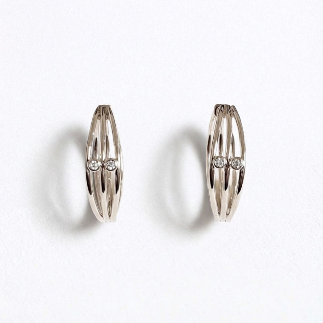 Boucles d'oreilles créoles argent 925 zirconium 2 cm Jonah Bellaime 4