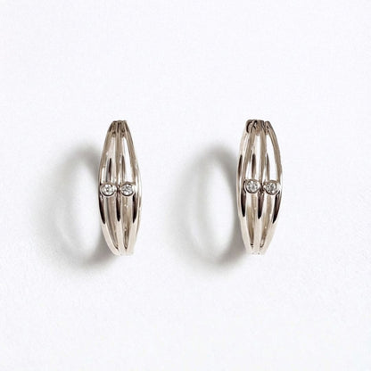 Boucles d'oreilles créoles argent 925 zirconium 2 cm Jonah Bellaime 4