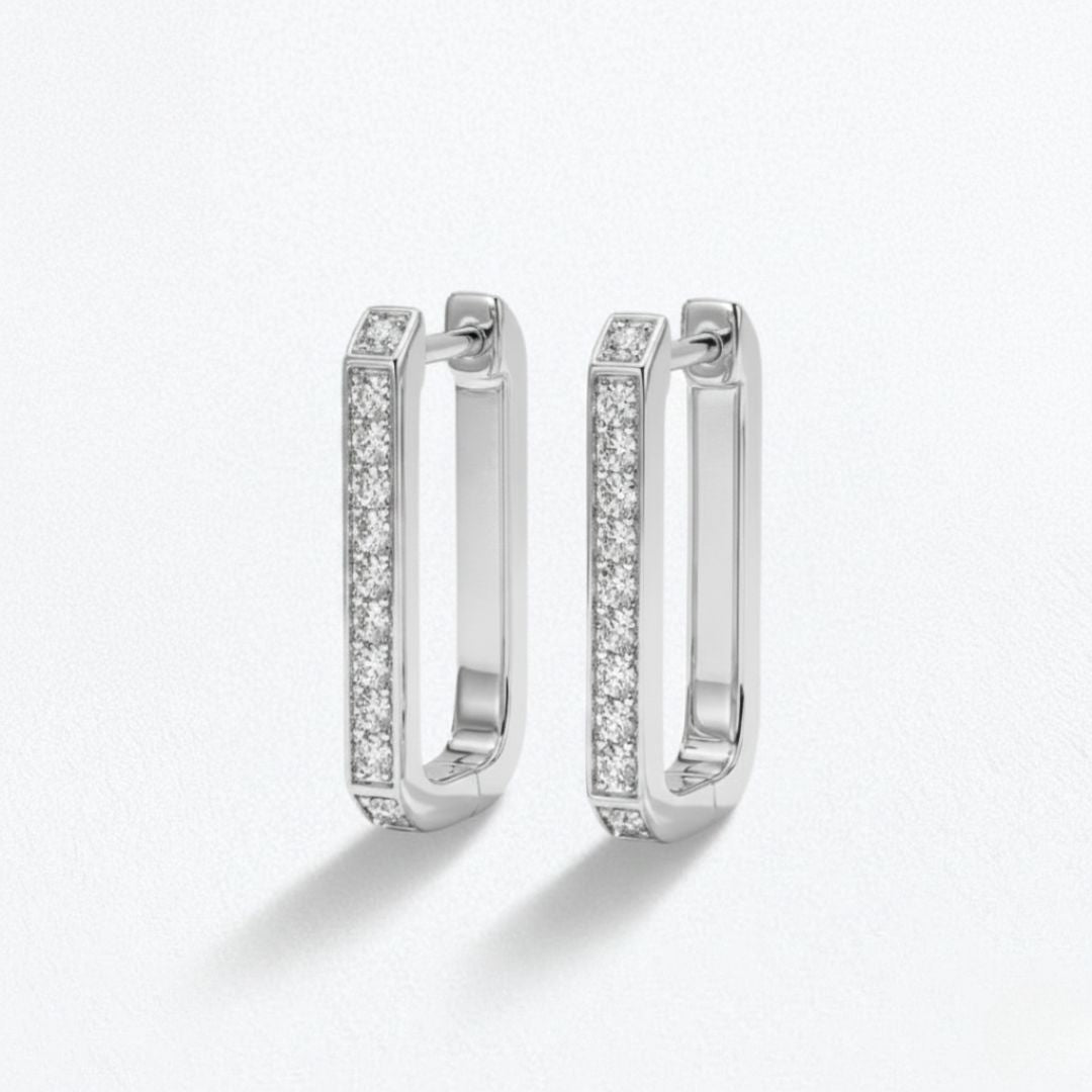 Boucles  d'oreilles creoles argent 925 zirconium 2 cm Strike the Pose Bellaime