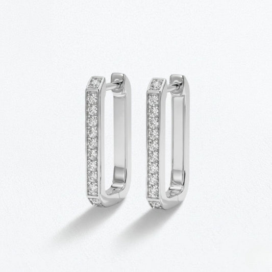 Boucles  d'oreilles creoles argent 925 zirconium 2 cm Strike the Pose Bellaime