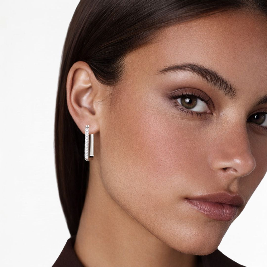 Boucles  d'oreilles creoles argent 925 zirconium 2 cm Strike the Pose Bellaime 2