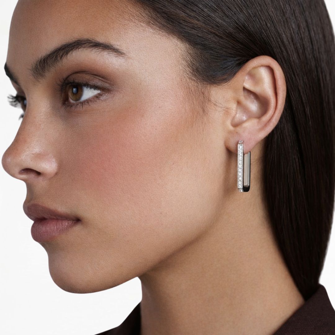 Boucles  d'oreilles creoles argent 925 zirconium 2 cm Strike the Pose Bellaime 3