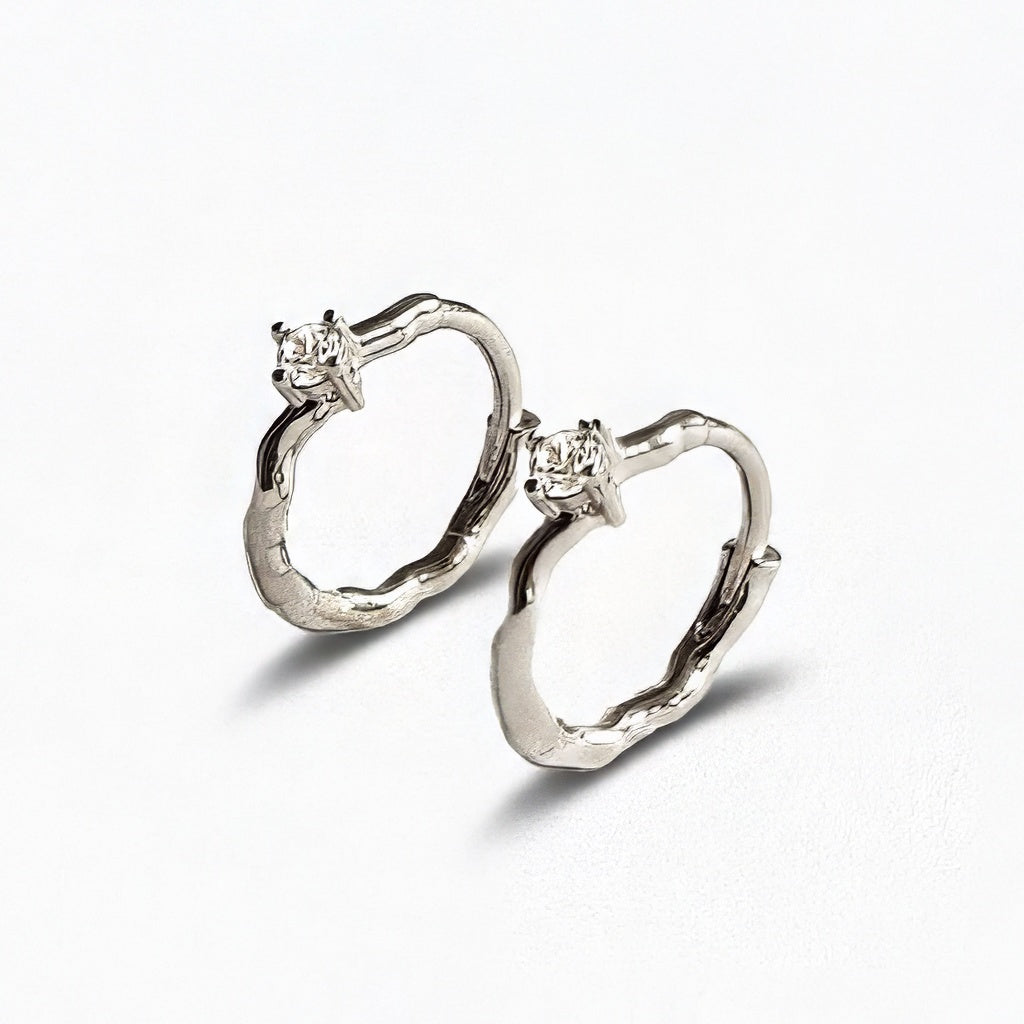 Boucles d'oreilles créoles argent 925 zirconium 1,5 cm Wallace One Bellaime