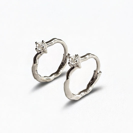 Boucles d'oreilles créoles argent 925 zirconium 1,5 cm Wallace One Bellaime