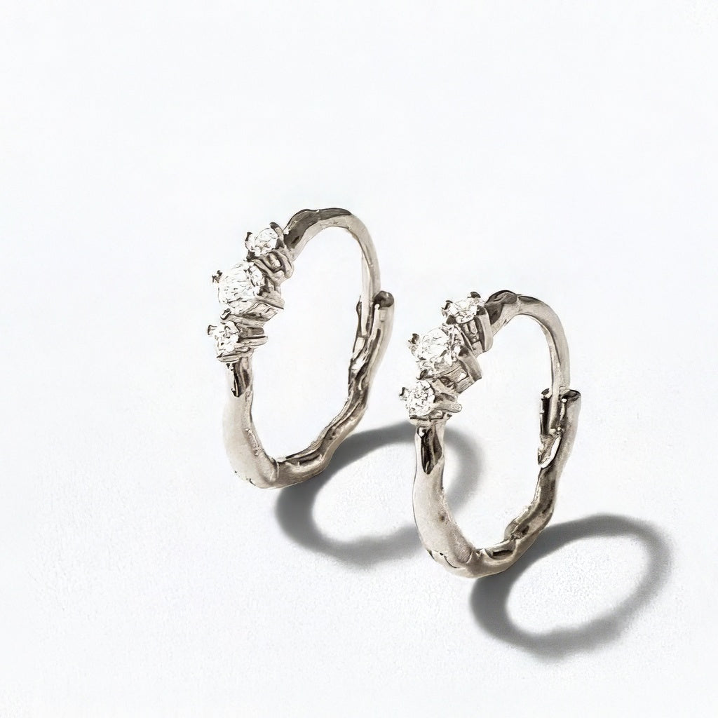 Boucles d'oreilles créoles argent 925 zirconium 1,5 cm Wallace Trio Bellaime