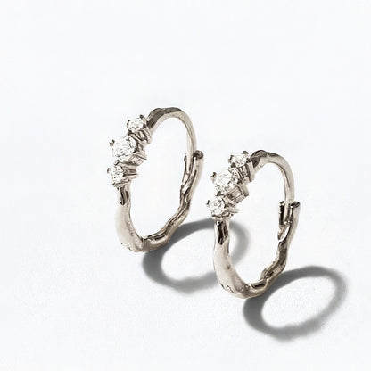 Boucles d'oreilles créoles argent 925 zirconium 1,5 cm Wallace Trio Bellaime