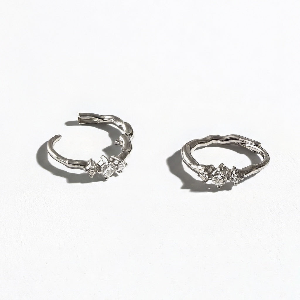 Boucles d'oreilles créoles argent 925 zirconium 1,5 cm Wallace Trio Bellaime 4