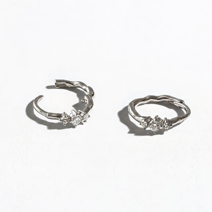 Boucles d'oreilles créoles argent 925 zirconium 1,5 cm Wallace Trio Bellaime 4