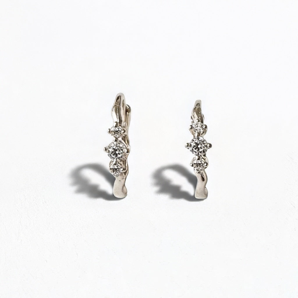 Boucles d'oreilles créoles argent 925 zirconium 1,5 cm Wallace Trio Bellaime 5