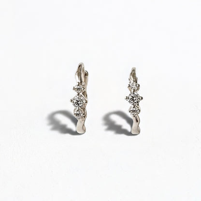 Boucles d'oreilles créoles argent 925 zirconium 1,5 cm Wallace Trio Bellaime 5