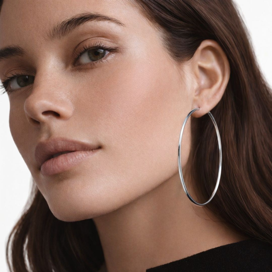 Boucles d'oreilles créoles argent 7 cm Basic & Perfect Bellaime 2