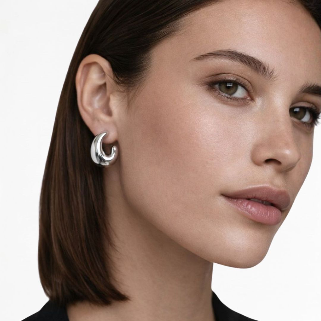 Boucles d'oreilles créoles acier inoxydable argent Marta Bellaime 2