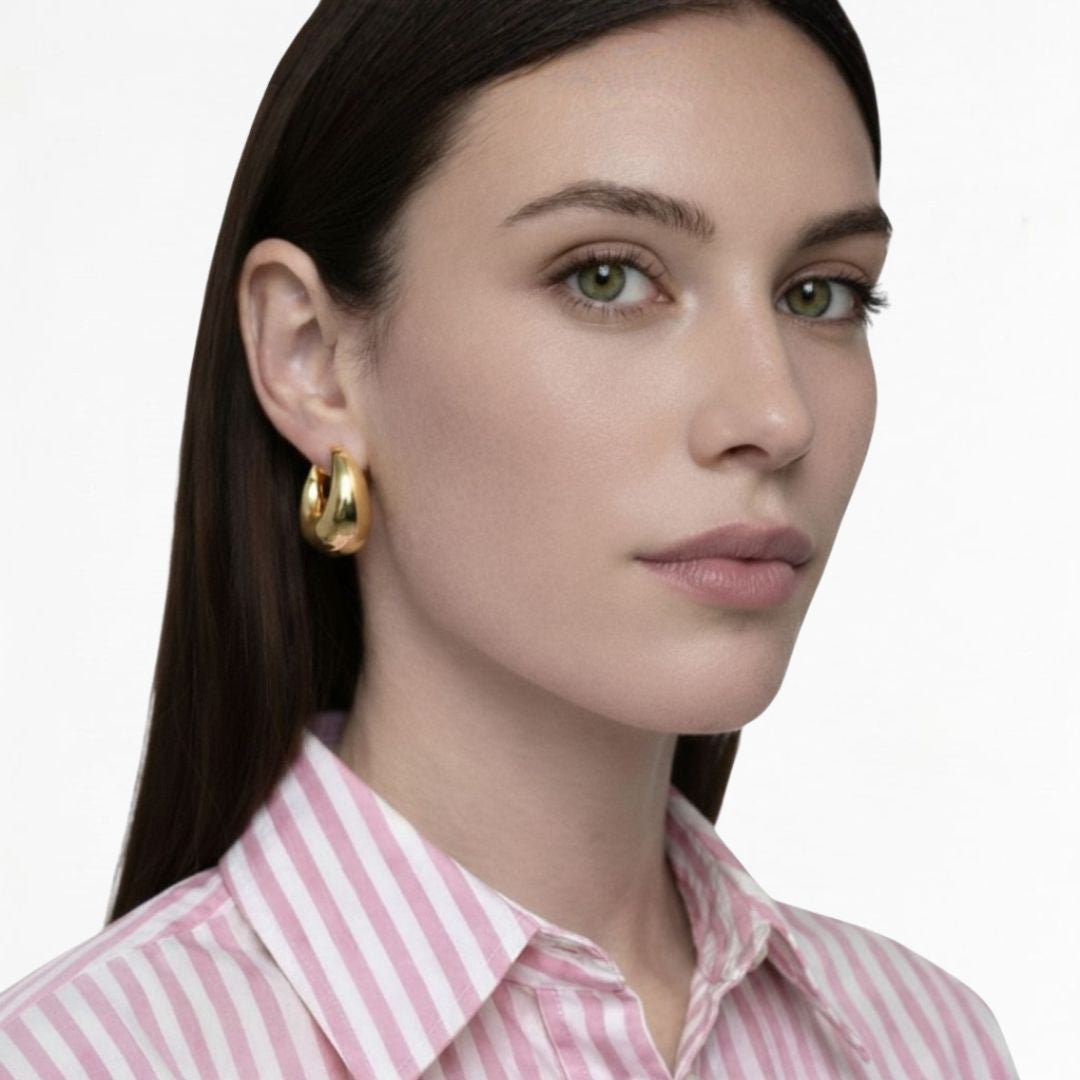 Boucles d'oreilles creoles acier inoxydable or Marta Bellaime 2