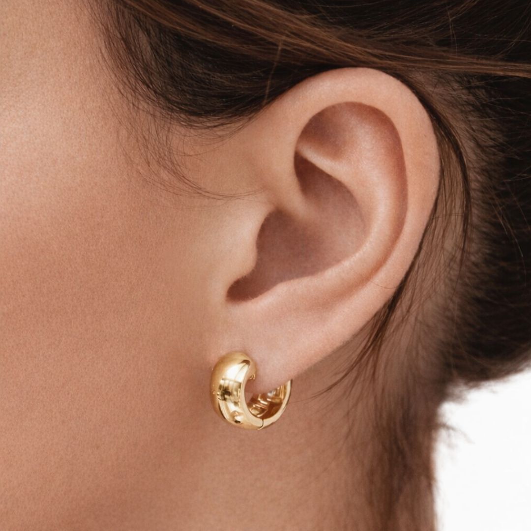 Boucles d'oreilles créoles épaisses plaqué or 18K 2 cm Voulez-Vous Bellaime 2