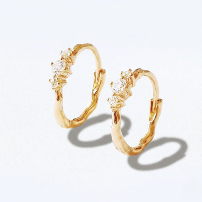 Boucles d'oreilles créoles plaqué or 18K zirconium 1,5 cm Wallace Trio Bellaime