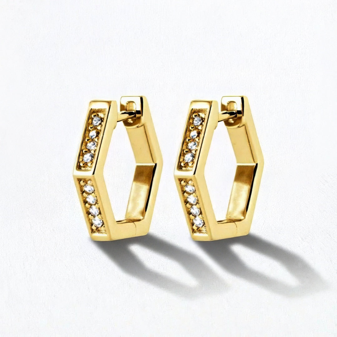 Boucles d'oreilles créoles plaqué or 18K zirconium 1,5 cm Baby Geo Bellaime