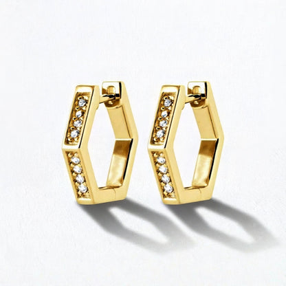 Boucles d'oreilles créoles plaqué or 18K zirconium 1,5 cm Baby Geo Bellaime