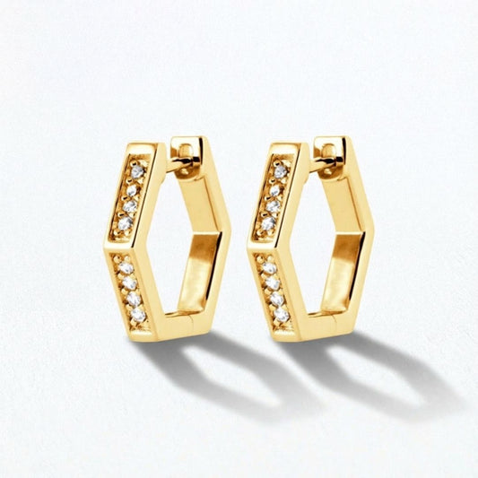 Boucles d'oreilles créoles plaqué or 18K zirconium 1,5 cm Baby Geo Bellaime